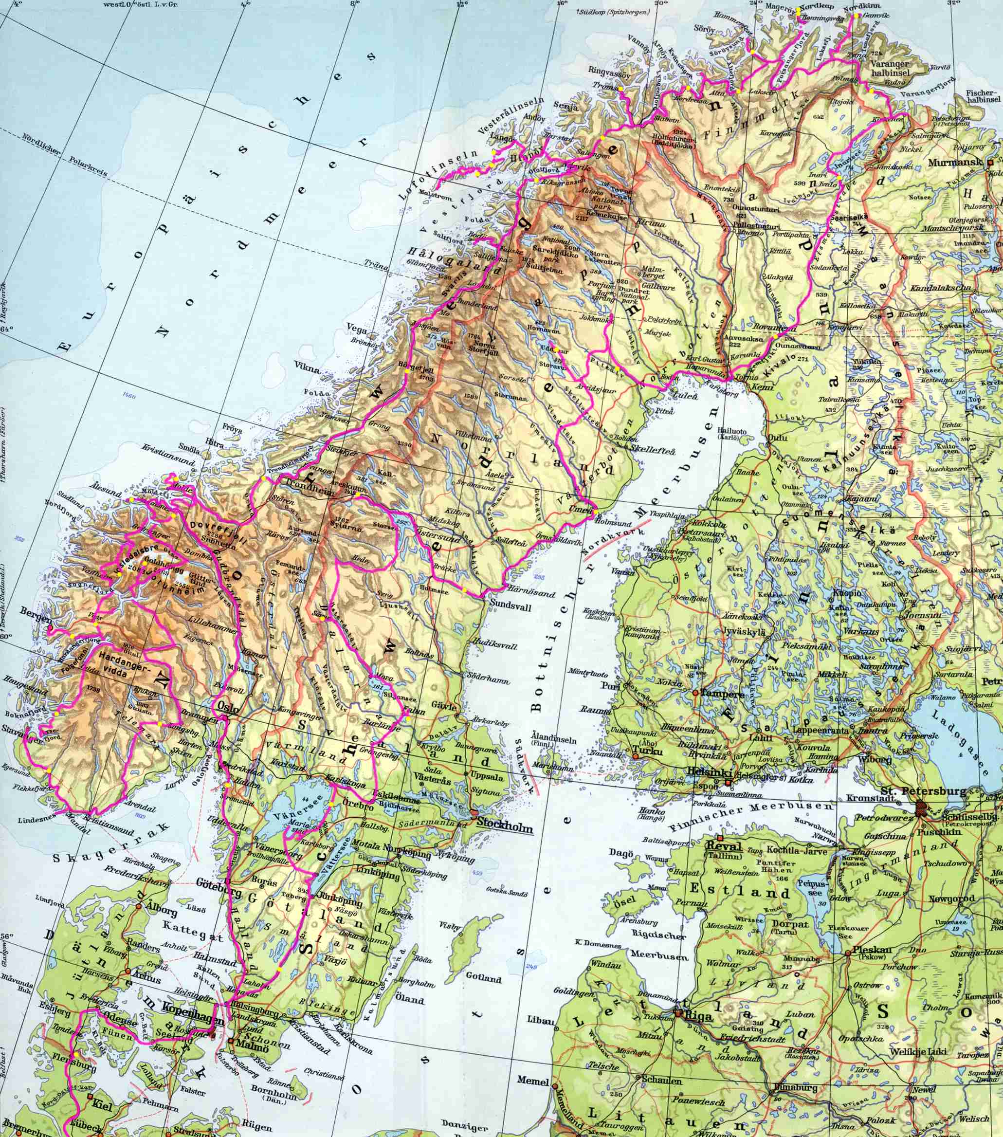 Skandinavien 1998 - Landkarte - Chr. u. M. Danner